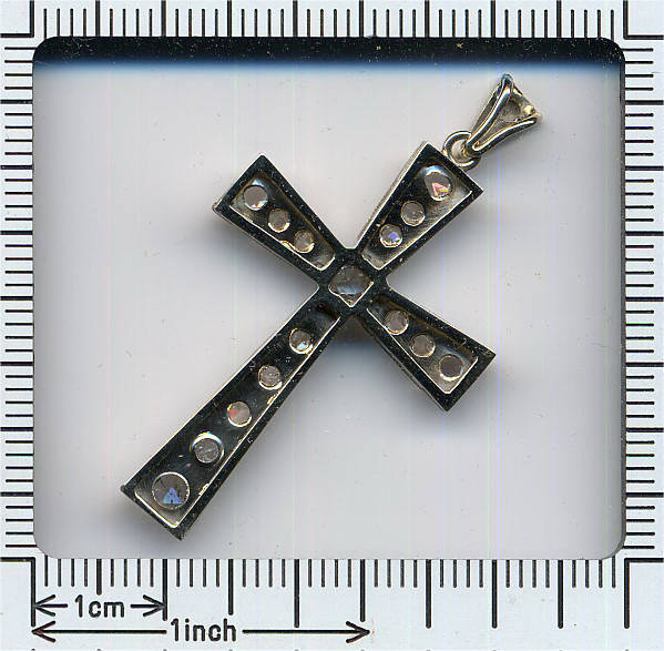 Vintage white gold cross with rose cut diamonds